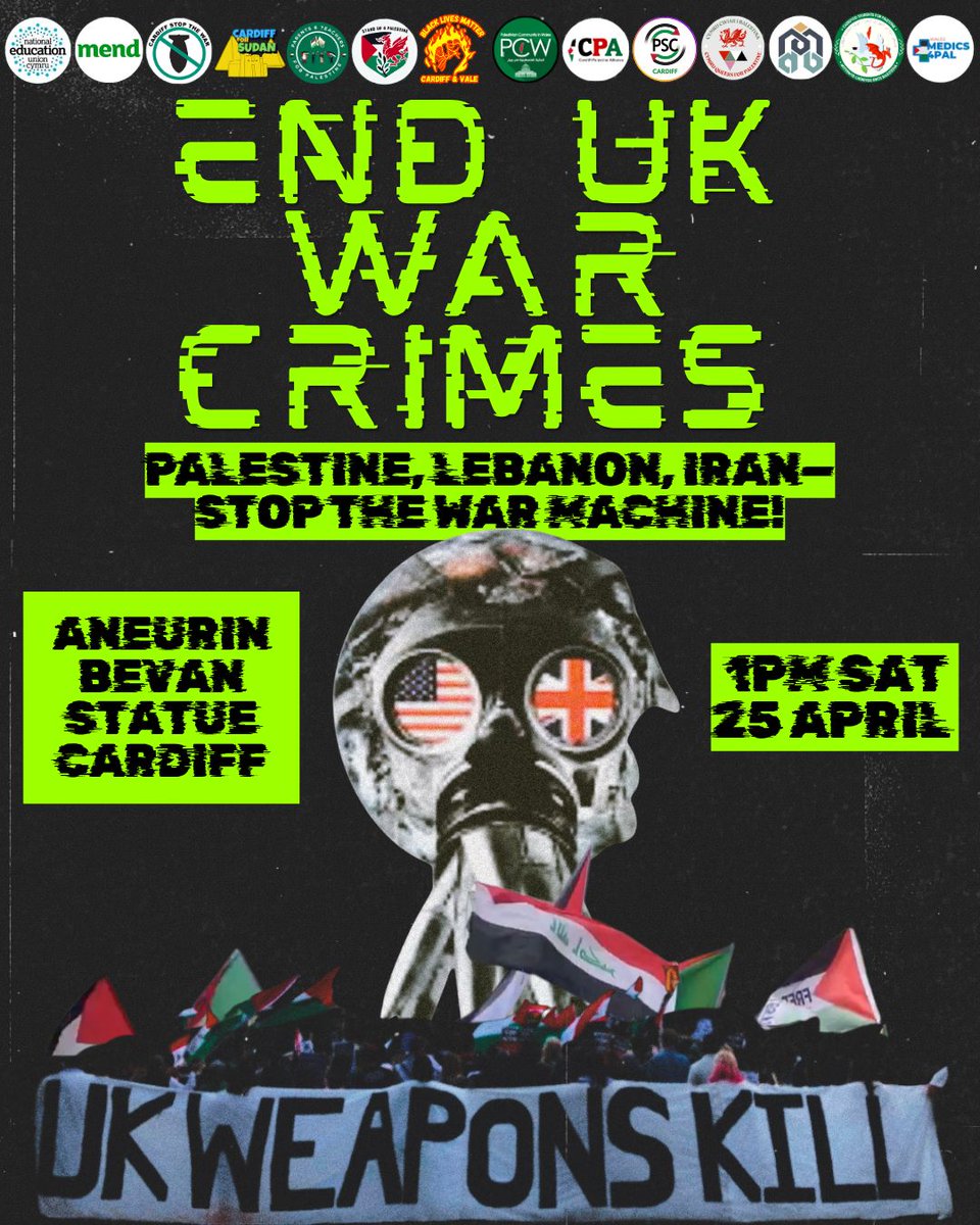 CardiffStW's tweet photo. Stand with Palestine, Lebanon and Iran. End the use of British bases for US wars. Stop arming Israel. Oppose Trump's wars. Build a mass movement that can force change from below. https://t.co/pofhlEzpzc