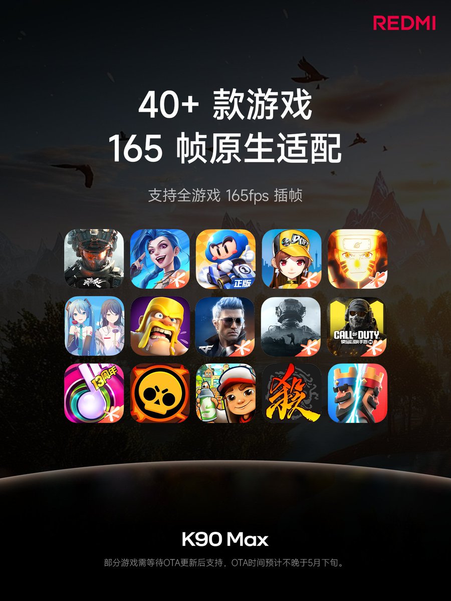 TechHome100's tweet image. REDMI K90 Max 
▫️ 6.83" TCL M10 165Hz LTPS Flat Screen 
▫️ 3500nits Peak Brightness 
▫️ 165FPS Gameplay 
▫️ IP69/68/66
▫️ IPX9/X8 (Fan)
#REDMI #REDMIK90Max