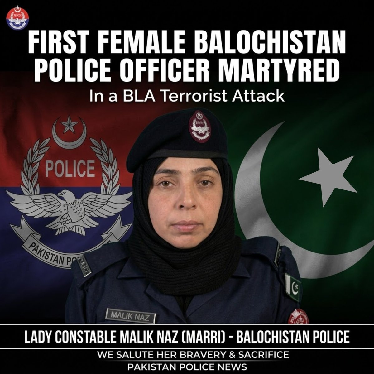 Hiraabbasi2020's tweet image. Lady Constable Malik Naz has become the first female police officer in Balochistan's history to be martyred in a BLA Terrorist attack.
#Terrorist #Taliban #PakistanArmy