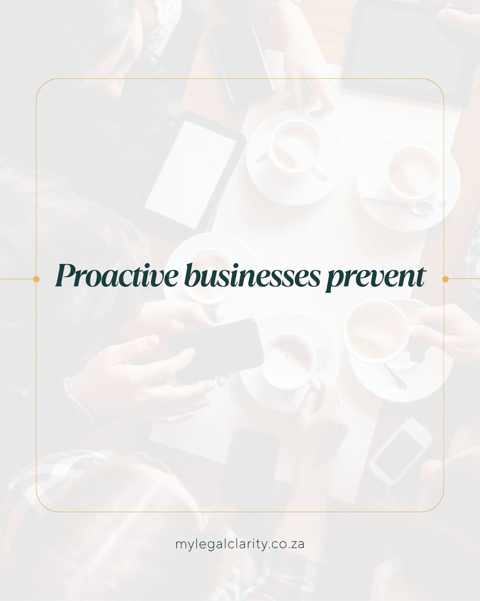 mylegalclarity's tweet image. Waiting until something goes wrong often costs more.

Proactive businesses focus on prevention — not just reaction.

Legal clarity supports smarter decisions.
Contact us today: mylegalclarity.co.za

#RiskMitigation #BusinessClarity #SmartBusiness #MyLegalClarit