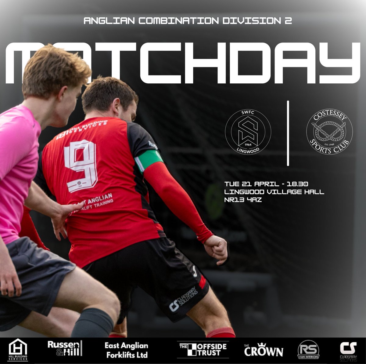 CostesseySport1's tweet photo. After a tough draw with Beccles Caxton on Saturday, we’re back on the road and face SWFC Lingwood in our penultimate fixture of the season.

#UpTheCos 🔴⚫️ https://t.co/SvQ7LwTbc1