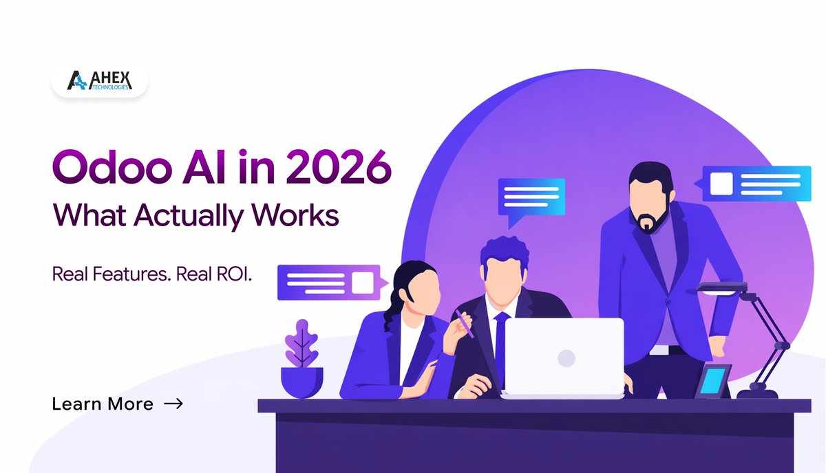 ahextechnology's tweet image. Every ERP vendor claims "AI-powered" in 2026. Most is just buzzwords &amp;amp; a gradient.

Odoo actually ships working AI. Here's the brutally honest breakdown - what works, what doesn't &amp;amp; what's coming👇

#Odoo #ERP #AIpowered #OdooERP #ERPSoftware #BusinessAI