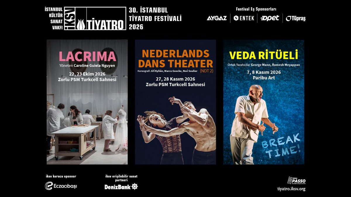 tiyatrofest's tweet photo. 30. İstanbul Tiyatro Festivali'nin ilk sürprizleri açıklandı. Lacrima, Veda Ritüeli ve Nederlands Dans Theater (NDT2) gösterileri hakkında ayrıntılı bilgi web sitemizde, biletler 22 Nisan'dan itibaren @passo'da. Küratörlüğünü Mehmet Birkiye’nin üstlendiği festival programının tamamı eylül ayında duyurulacak.

📌 Biletler 21 Nisan Salı 10.30'da İKSV Lale Kart üyeleri için başlayan ön satışın ardından 22 Nisan Çarşamba saat 10.30'da Passo'da genel satışa çıkacak.
📌Genel satışla beraber öğrenciler için sınırlı sayıda #EczacıbaşıGençBilet 50 TL.
📌Biletler, engelli izleyiciler ve refakatçileri için %50 indirimli.

#istanbultiyatrofestivali @aygazas @entekelektrik @opettr @tupras #enerjimiztiyatroya @enkasanat @ZorluPSM @DenizBank @ronesansgy