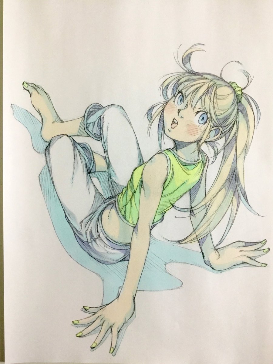 趣味絵の着彩が出来ました。「呼んだ？」です。