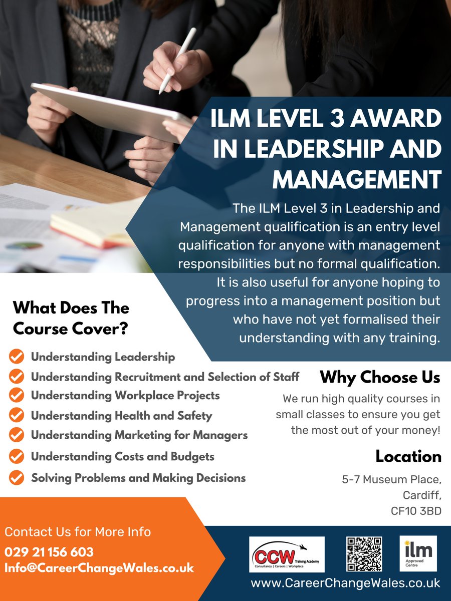 CareerChangeCCW's tweet image. ILM Level 3 Award in Leadership &amp;amp; Management, perfect for new managers. Small classes, practical modules, quality delivery. 

Enrol now!

info@careerchangewales.co.uk
careerchangewales.co.uk/ilm-level-3-le…

#ILM #Leadership #Management #Cardiff #Training #managementcourse #leadershiptraining