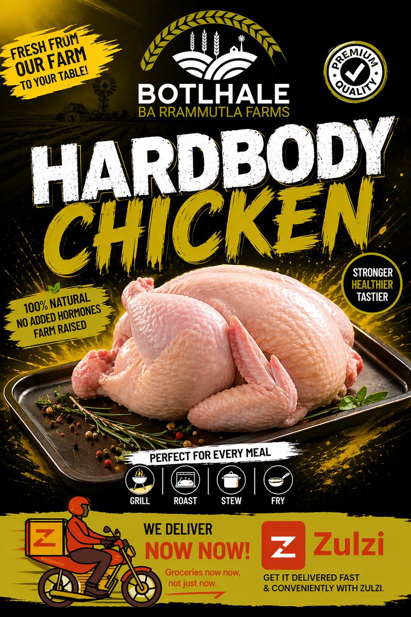 BBRFarm_'s tweet photo. Our hardbody chickens are in high demand!

👉 Order now before we sell out
👉 Fresh. Natural. Farm quality

#HardbodyChicken #SupportLocalSA #BotlhaleBaRrammutlaFarms  #ChickenLovers #LocalFarming #OrderNow #LimitedStock # #ZulziDeliver https://t.co/VLaI1D8pOc