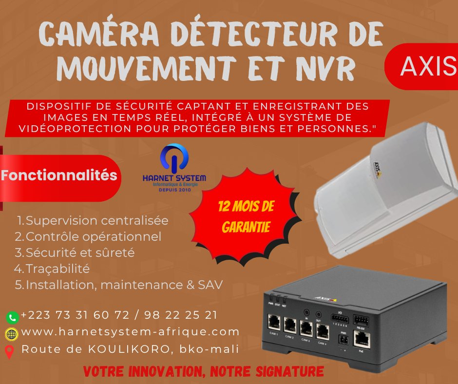 harnetsystem's tweet image. 🚨 Anticipez, détectez et protégez !

 Grâce à la détection de mouvement et à l’enregistrement automatique, ne manquez plus aucun événement important. 📡📹

📞 Un besoin en sécurité ? Contactez-nous dès maintenanthttps://wa.me/22373316072 !

#Sécurité #Protection #AXIS #HSM