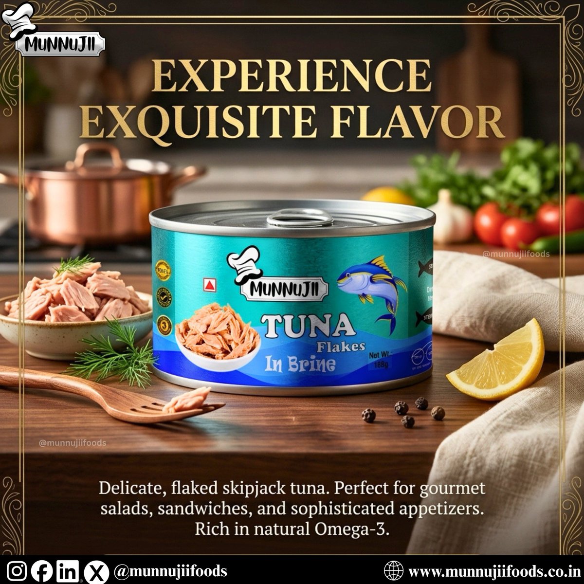 munnujiifoods's tweet image. Premium quality, exquisite flavor. ✨
Our Skipjack Tuna Flakes in Brine are crafted for the perfect balance of health and taste. Rich in Omega-3 and ready for your next gourmet creation.
🌍 Explore the range: munnujiifoods.co.in/product-detail…

#Munnujii #Seafood #QualityFirst
