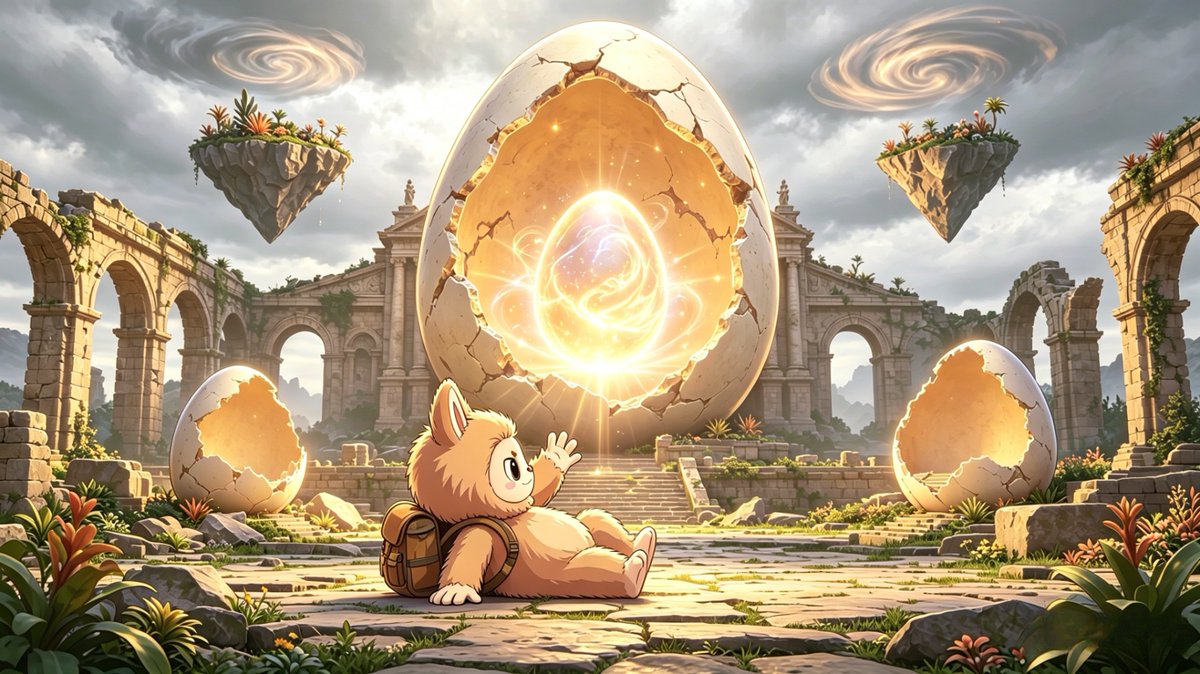 fufublindegg's tweet image. Next stop: Dreamshell Ruins 🌌

Something feels wrong.
The air is heavy. The silence… pressing in.
Fufu takes a step—then stops.
Even fufu feels it.

Stay close. 🥚🌫️
#FUFU #playtoearn #GameFi #Web3Gaming
#nft