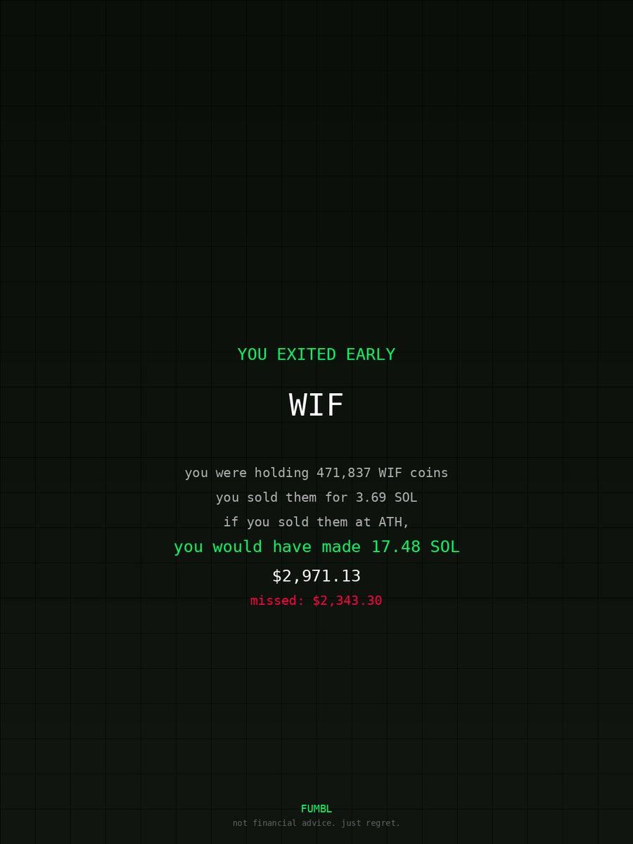 jsmani021's tweet image. used fumbledbags.com to see how much i missed out on $WIF bro actually gonna crash out                               

i8aom5Tru8E3gBsoUP8krwPEmxfADihgtmGkQwjpump
#trust 
#suite