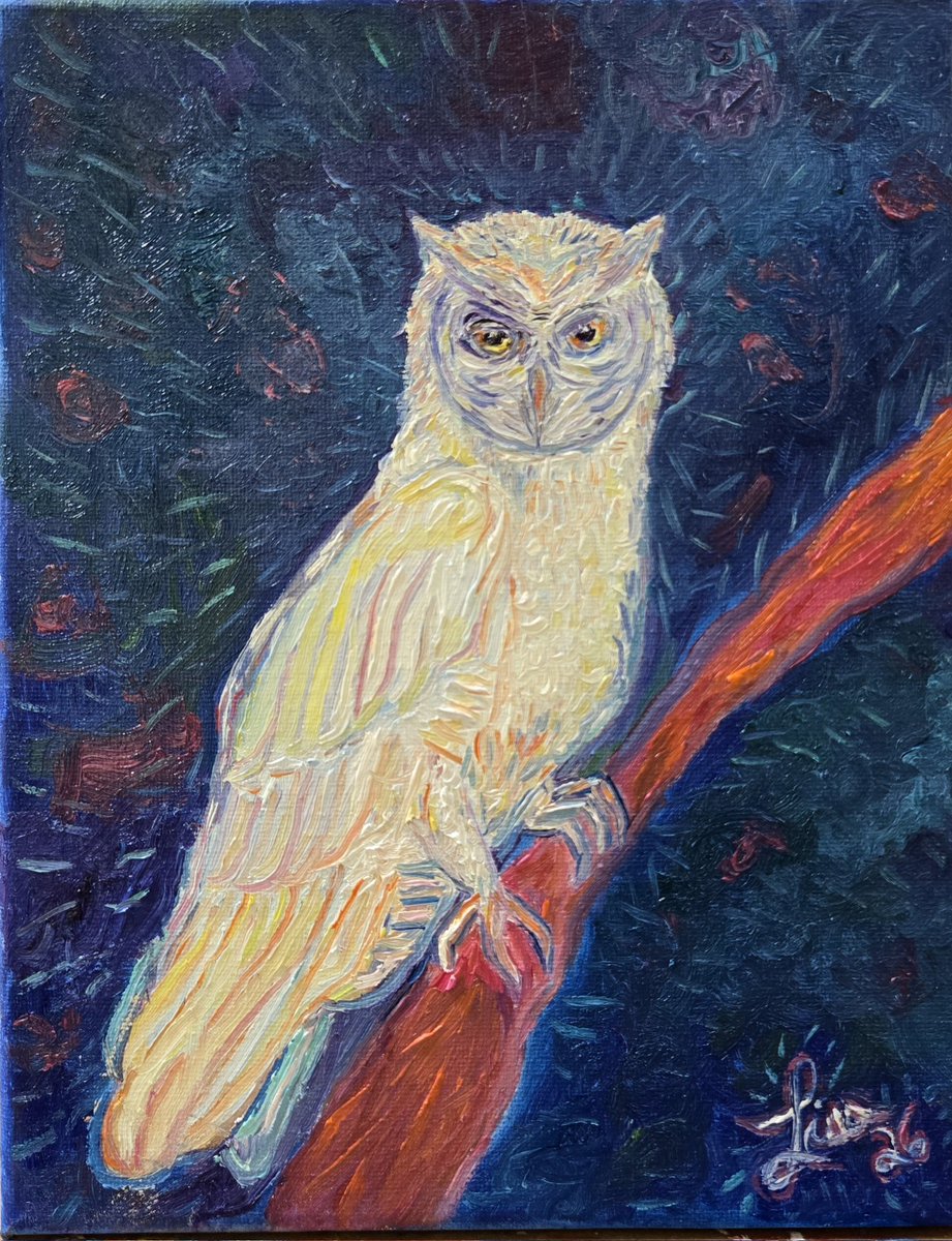 lisapell's tweet photo. Owl. A wise bird told me to make sure this didn't look like a cat. What a hoot. 😁🦉

https://t.co/cySEQJTjyB 

#owl #bird #animal #contemporaryart #lisapellegrin https://t.co/oWeFgzjqzx