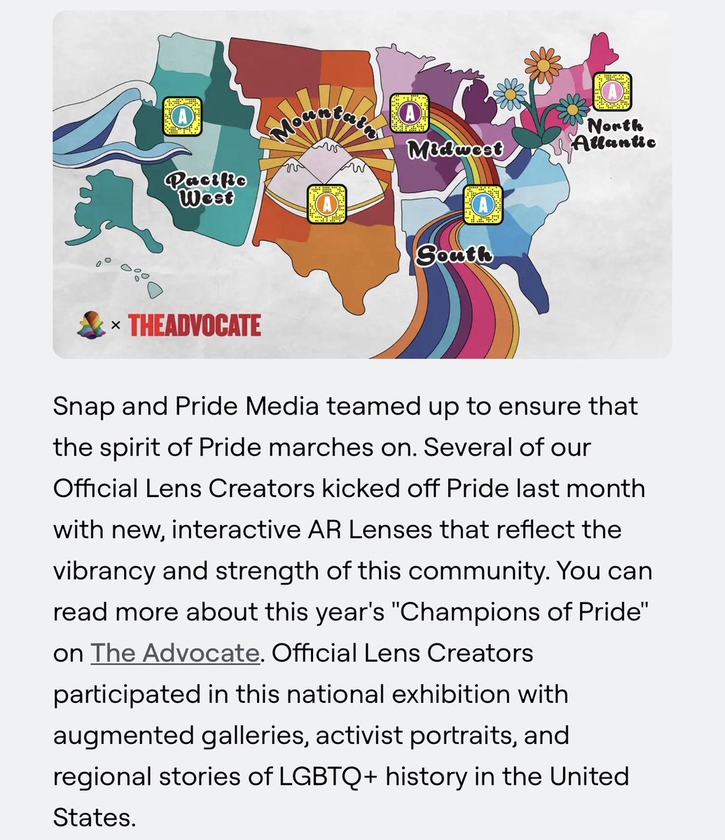 MichaelPacifi20's tweet image. $SNAP pushing #LGBTQ onto minors? Who voted for this?  King @evanspiegel or @JoannaColes 

For the first time in The Advocate's history, we're spotlighting diverse, queer-identifying change makers with the help of Snapchat's stunning Augmented Reality and Lens creator community.
