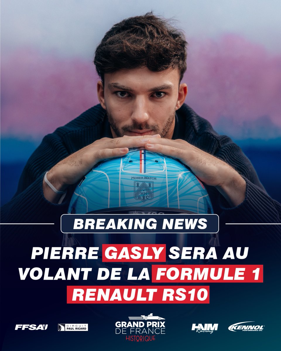 BREAKING NEWS ‼️

<a href="/PierreGASLY/">PIERRE GASLY 🇫🇷</a> présent pour la première fois au KENNOL Grand Prix de France Historique !

Le pilote français, titulaire en 2026 au sein de l’écurie BWT Alpine F1 Team, prendra la piste le dimanche dans le cadre de la démonstration « Fast &amp; Famous », au volant de