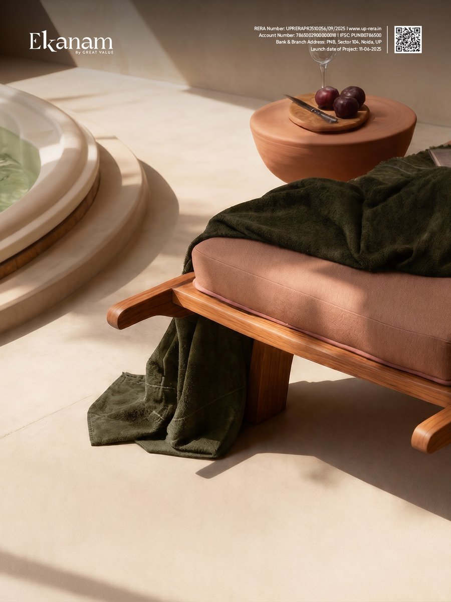 GreatValueGroup's tweet photo. Indulgence, Softly Composed 🌿

Warm light spills across quiet textures, while every detail invites pause. A mood shaped in stillness, carrying the ease of retreat and the intimacy of something deeply personal.

Ekanam — A feeling, held in form.

#ekanam #greatvaluerealty https://t.co/z47ZLlkVrr