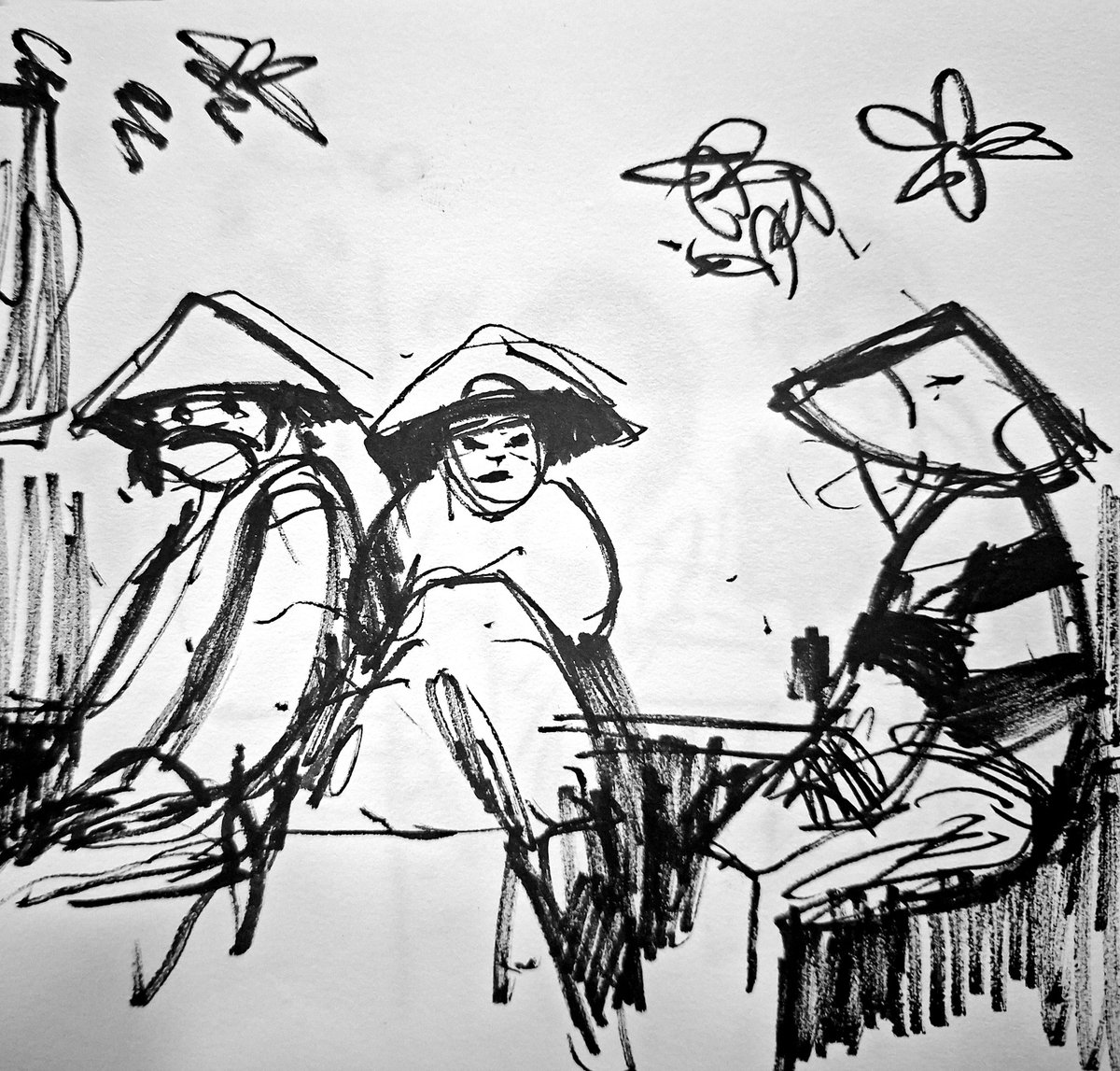 JamesAbellArt's tweet image. #park workers #HoChiMinh #city  #Vietnam  #drawing sketch