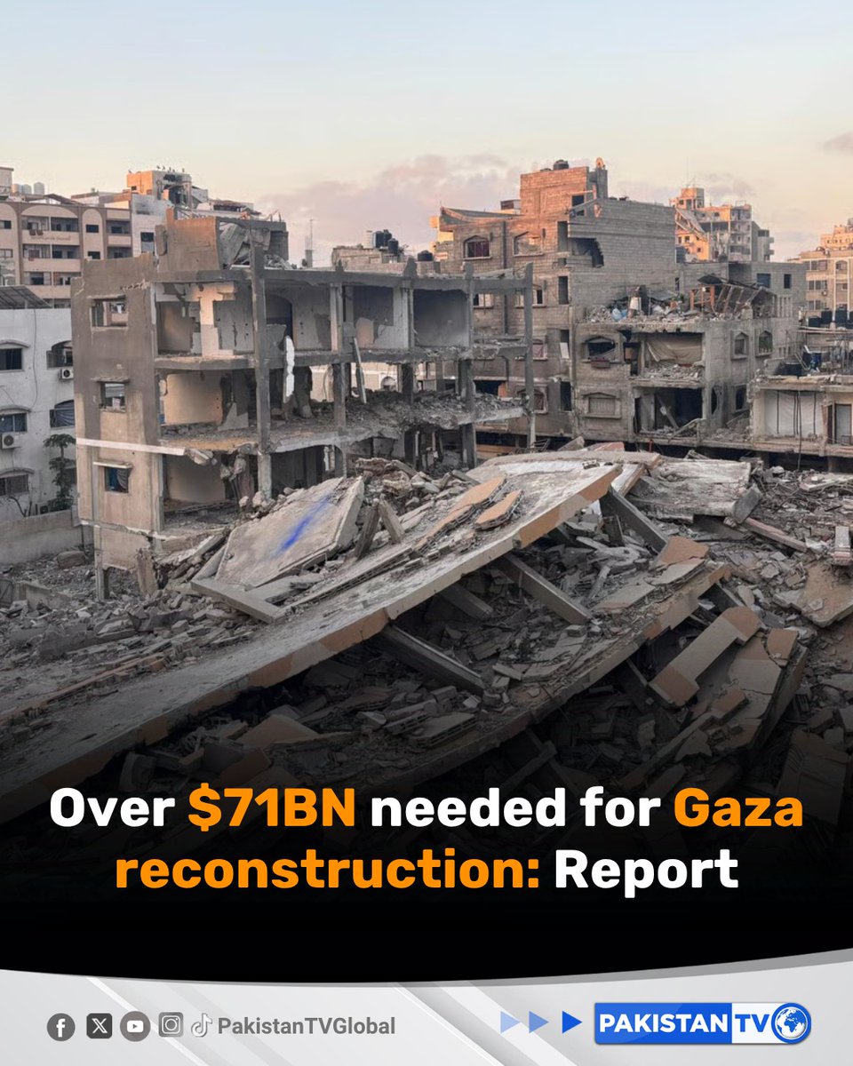 PakTVGlobal's tweet image. The Gaza rapid damage and needs assessment, prepared with the World Bank, describes a catastrophic humanitarian crisis after two years of conflict, estimating total recovery needs at 71.4 billion dollars.

#GazaCrisis #HumanitarianAid #WorldBank #Reconstruction #PeaceNow