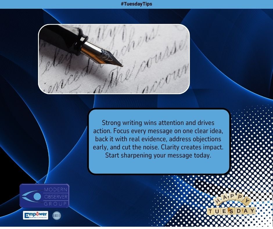 EricLopkin's tweet image. Strong writing wins attention and drives action. Focus every message on one clear idea, back it with real evidence, address objections early, and cut the noise. Clarity creates impact. Start sharpening your message today.

#TuesdayTips #BusinessCoach #Entrepreneur #Success