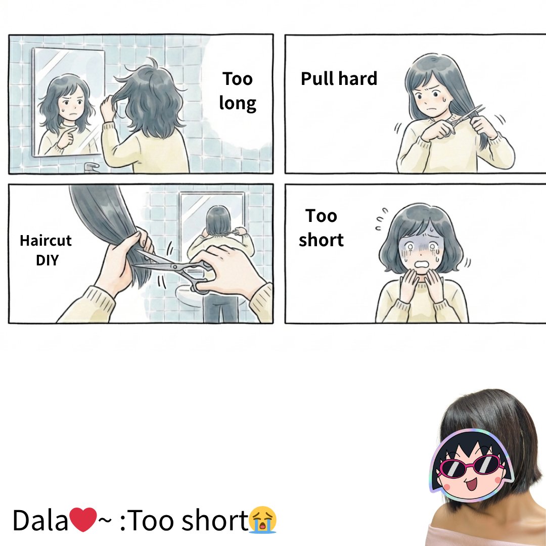 happyslimegogo's tweet image. Haircut at home....😭 #short #hair