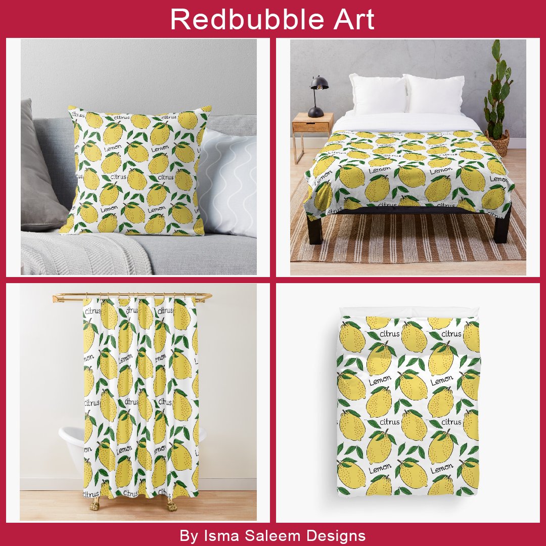 ismasaleem's tweet image. Lemon Pattern on #throwpillow #throwblanket #showercurtain #duvetcover
Designed by Isma Saleem
@redbubble
#redbubble #buyintoart #homedecor #interiordesign #interior #giftideas
🔗👇
redbubble.com/i/throw-pillow…
redbubble.com/i/throw-blanke…
redbubble.com/i/shower-curta…
redbubble.com/i/duvet-cover/…