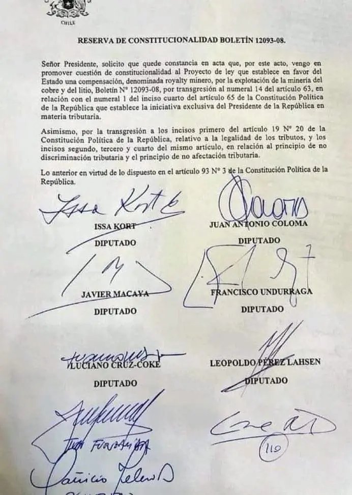 🔴 Siempre del lado de los más ricos

El Royalty Minero ya está entregando $56 mil millones a municipios para seguridad, salud y mejor habitabilidad.

¿Quiénes se opusieron?

Javier Macaya y otros parlamentarios de derecha.

¿Y cuando perdieron en el Congreso? Fueron al Tribunal