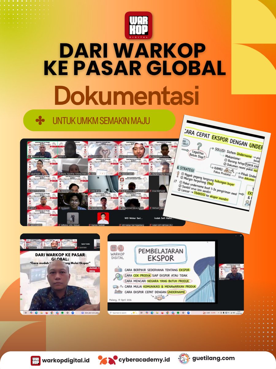 WarkopDigital's tweet photo. Semoga ilmu yang didapat bisa langsung dipraktikkan dan jadi langkah awal menuju pasar global 🔥

Sampai ketemu di sesi berikutnya!

#UMKMNaikKelas #EksporMudah #WarkopDigital #GoGlobal #BisnisUMKM https://t.co/WFKJsJzUsz