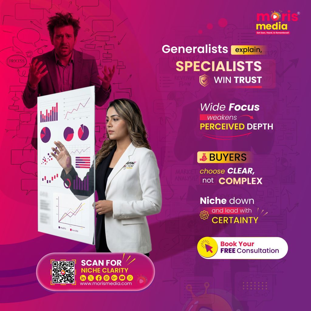 MorisMedia's tweet image. Trying to do everything? That’s exactly why #customers hesitate. People don’t buy “versatile.” They buy “clear.” #Specialists reduce doubt. #Generalists create confusion. If your #positioning isn’t obvious, you’re losing #trust. Book your #consultation.