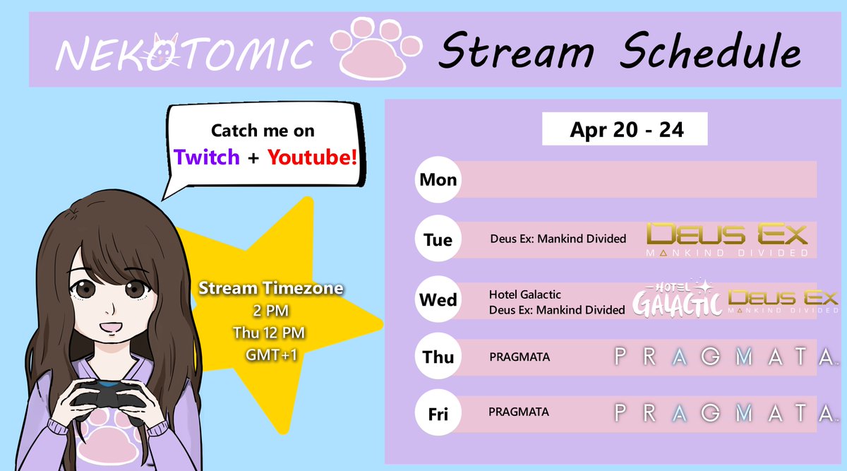 TheNekotomic's tweet image. Stream schedule!

#youtuber #twitch #streamer