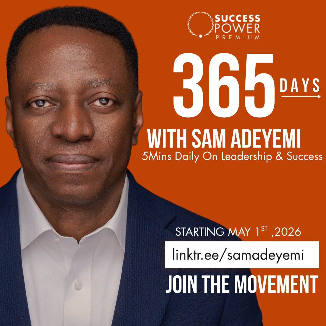 sam_adeyemi's tweet photo. We announced this yesterday on Leadership Live.

The response has been incredible.

Success Power with Sam Adeyemi
A 365-day daily audio journey
on leadership, mindset, and growth.
5 minutes a day.
That’s all it takes.
Start your journey:
👉 https://t.co/89M61RdxpK

#Leadership #Growth #Mindset #Consistency