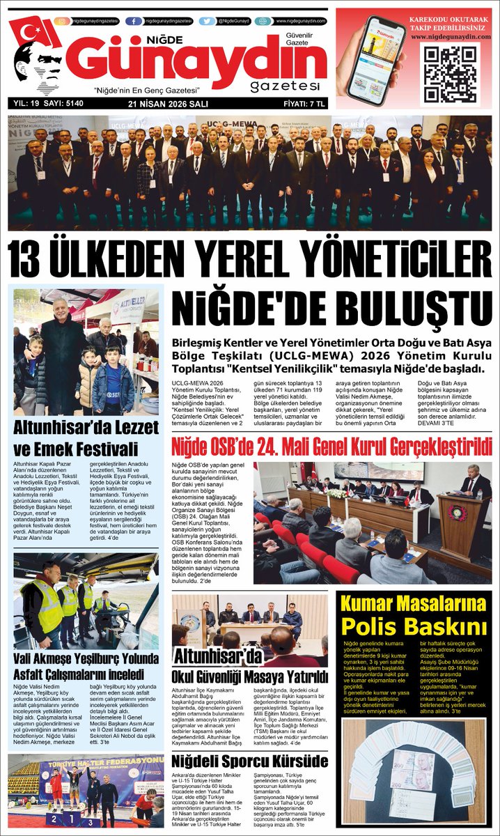 NigdeGunaydin's tweet photo. ✍️ 21 NİSAN 2026 SALI 🗞️

♦️ E-GAZETE OKUMAK İÇİN 👇

💁‍♂️ https://t.co/peKZyZEPZH

💯 Mobil  okumayı iyileştiren yeni yapısıyla Niğde Günaydın Gazetesi'ne kolayca ulaşın. https://t.co/KLKdayZlNv