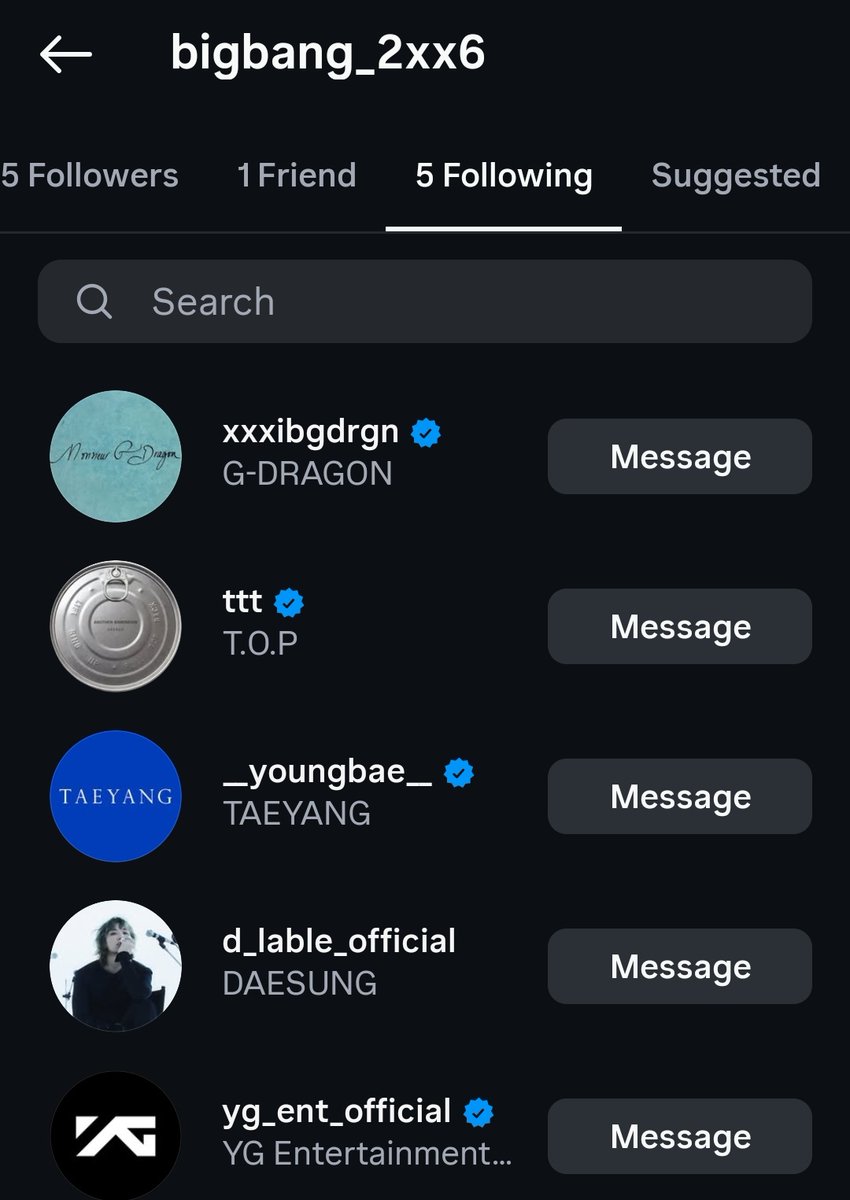 WDYM NEW BIGBANG OFFICIAL INSTA AND THEY'RE FOLLOWING OT4....