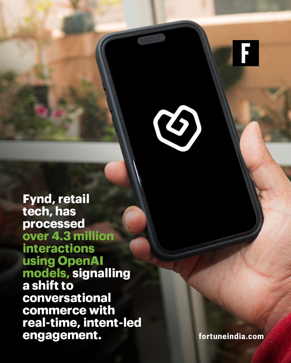 FortuneIndia's tweet image. [Part 1/2]

Retail is moving from clicks to conversations. Fynd’s scale shows how AI is reshaping discovery, engagement, and conversion—making shopping more intuitive, personalised, and real-time across platforms. 

#ConversationalCommerce #RetailTech #AIinRetail @fynd_official
