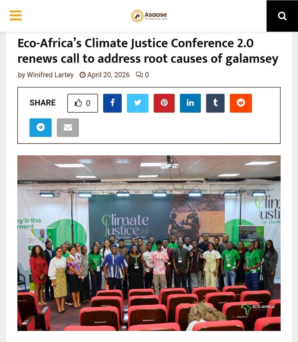 Eco-Africa Network has hosted the second edition of its Climate Justice Conference, with stakeholders highlighting the need to tackle both the environmental and economic drivers of illegal mining, commonly known as galamsey.

asaaseradio.com/eco-africas-cl…
