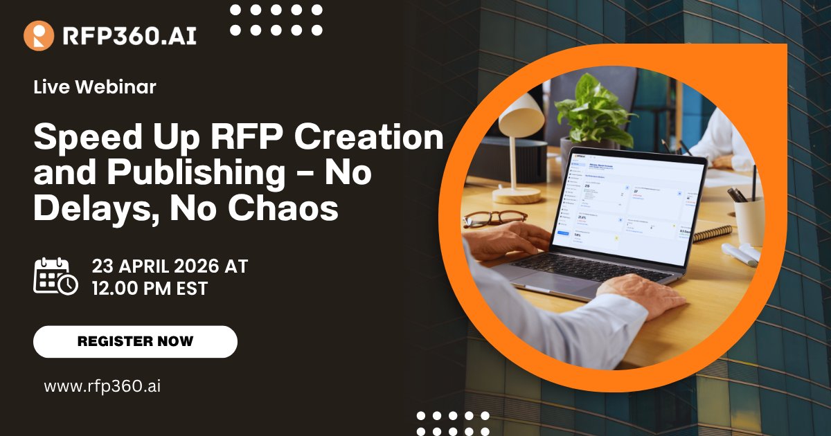 RFP360_AI's tweet image. ⚡ 𝗥𝗙𝗣 𝗱𝗲𝗹𝗮𝘆𝘀 𝘀𝗹𝗼𝘄 𝘆𝗼𝘂𝗿 𝗽𝗿𝗼𝗰𝘂𝗿𝗲𝗺𝗲𝗻𝘁. 
Join our 𝗟𝗜𝗩𝗘 𝘄𝗲𝗯𝗶𝗻𝗮𝗿 𝟮𝟯 𝗔𝗽𝗿𝗶𝗹, 𝟭𝟮:𝟬𝟬 𝗣𝗠 𝗘𝗦𝗧. 🎯 Faster RFPs = Better outcomes. 

👉 Register now: meet.zoho.com/waai-kdt-agi 

#Procurement #Sourcing #RFP #RFP360AI #Webinar #linkedwebinar