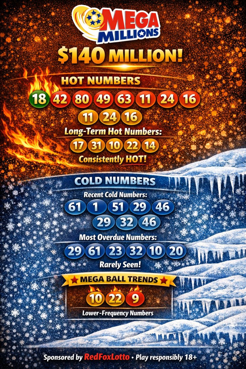 redfoxlott64002's tweet image. Mega Millions Hot and Cold Numbers #lottery #jackpot #viral #trending #lotto #lottery #megamillions