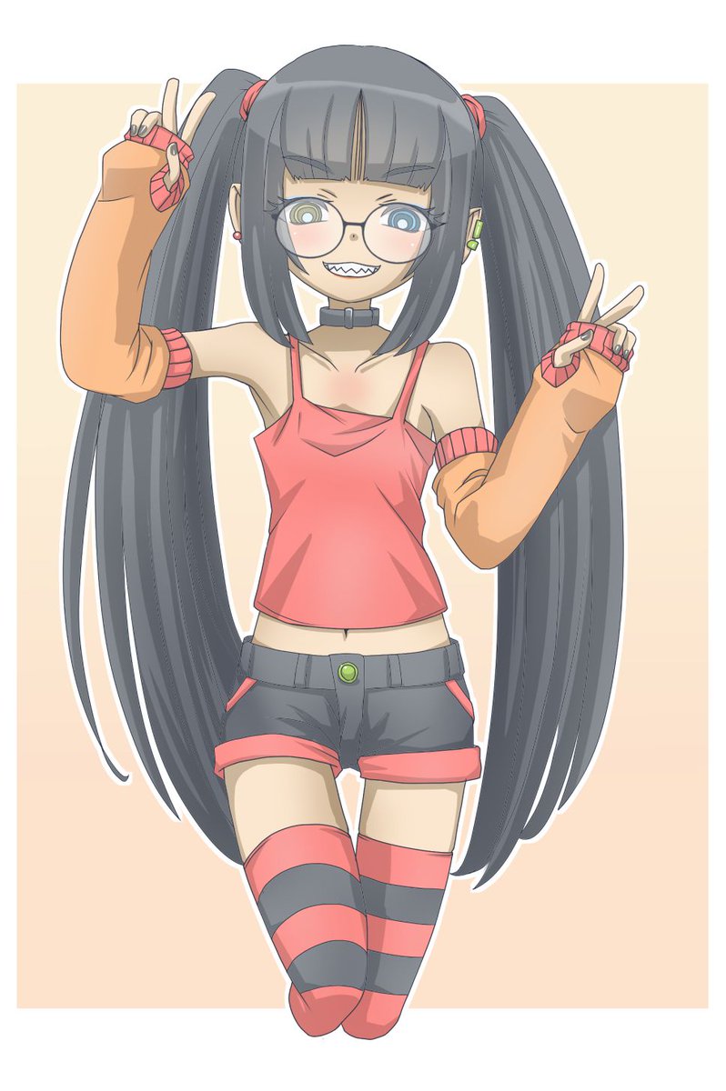 #女の子のピースを見せ合うタグ