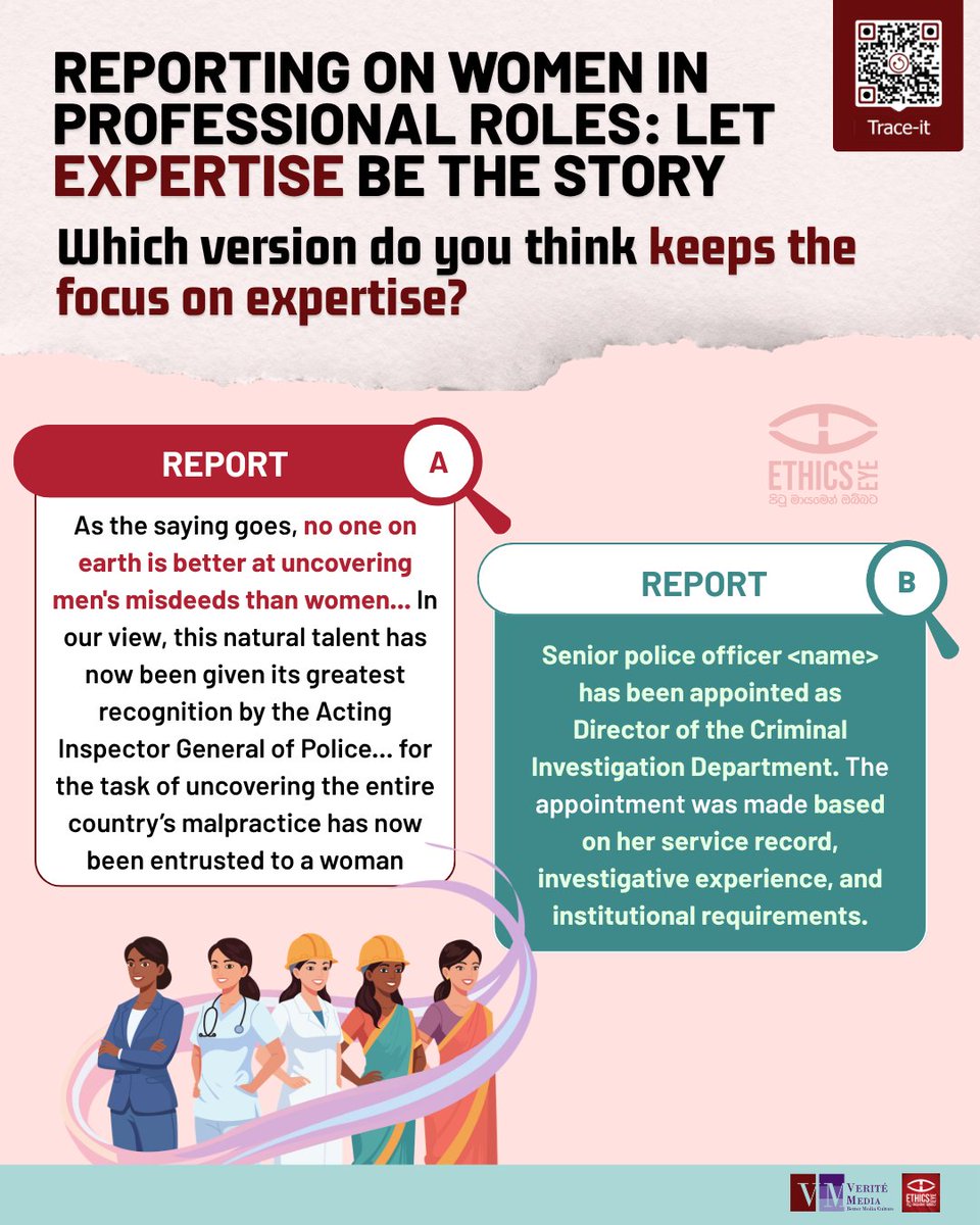 Have you come across reporting that describes women in certain professions as outside of the norm?

Such framing can reinforce negative stereotypes and shift attention away from skills, expertise, and achievements.

Let's keep the focus on expertise.