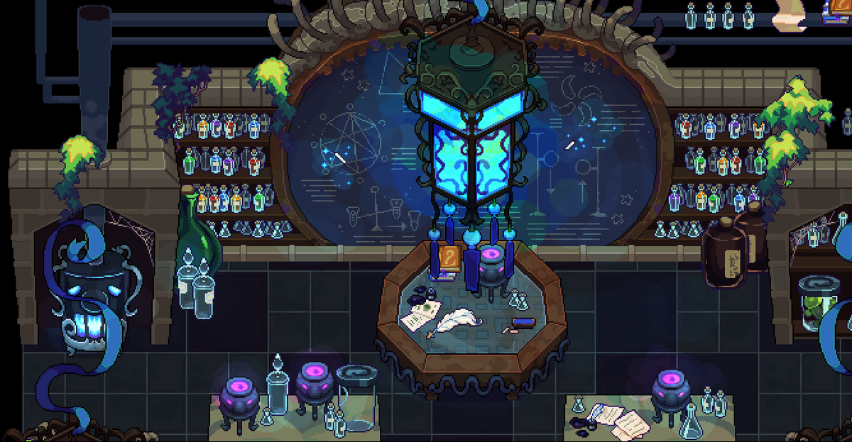 Woodspixl's tweet image. Potion-making class is now starting! 🪄

The latest sneak peak at @LuennaRPG 's classroom that you and your friends to want to attend!

#pixelart #gamedev #interior #environment