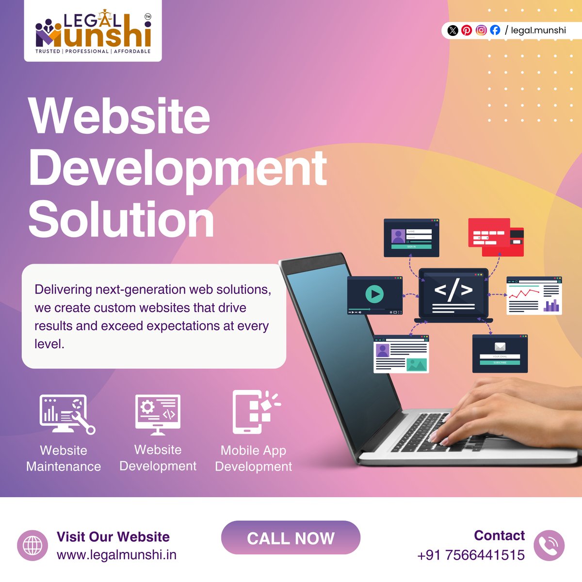 Legal_Munshi's tweet image. Build your digital presence with powerful, custom website solutions 🚀
From design to development — we create websites that perform, convert, and grow your business.

📞 Let’s build something amazing together!
Website Development

#WebDesignIndia #DigitalSolutions #LegalMunshi