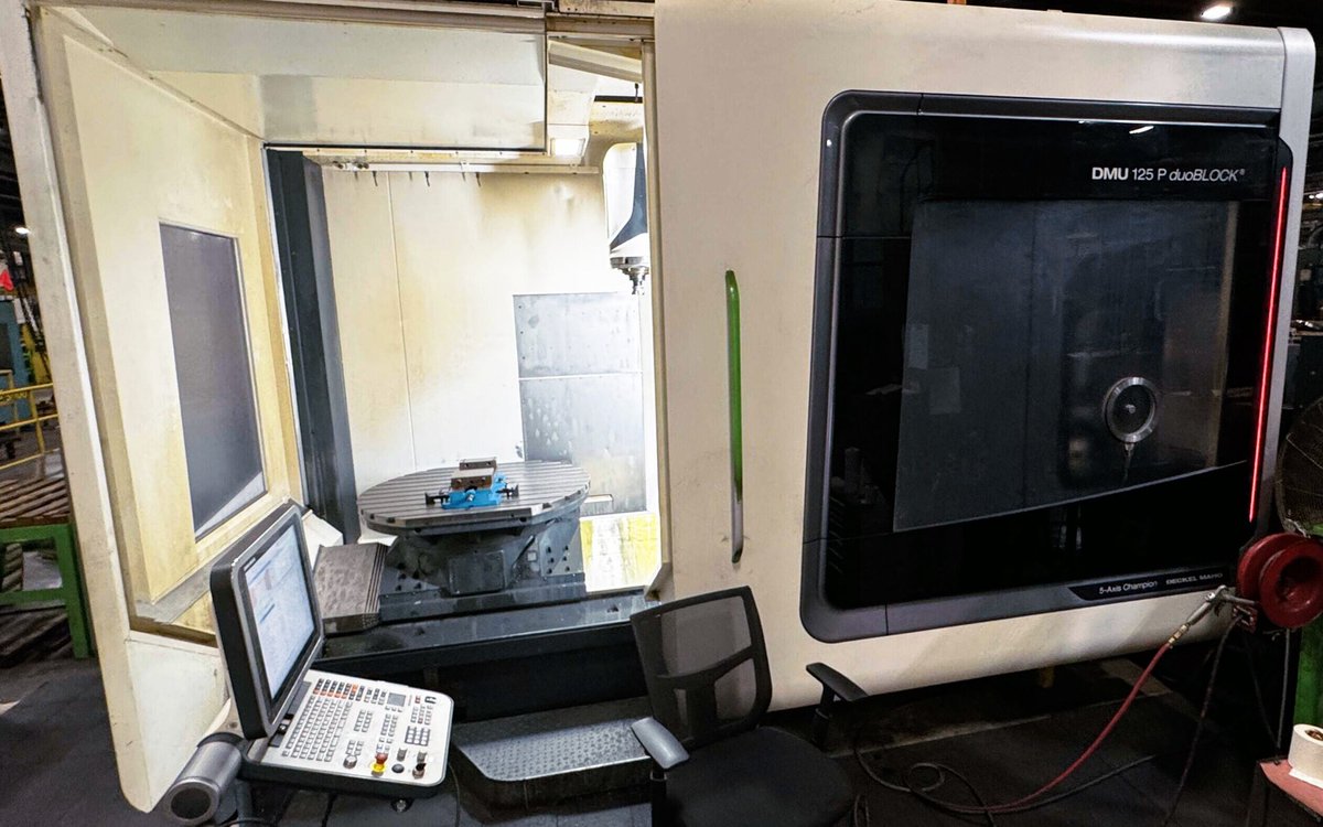 resellcnc's tweet image. You call it a 5-axis. A DuoBlock calls that cute.

2018 DMG Mori DMU 125P DuoBlock. 50" rotary. 103 HP HSK A100. 2,360 IPM. Heidenhain TNC-640. 63-tool ATC.

Trunnions flex. This doesn't.

🌐 Specs and pricing: bit.ly/42qcHcV

#DMGMori #5Axis #CNC #Aerospace #ResellCNC