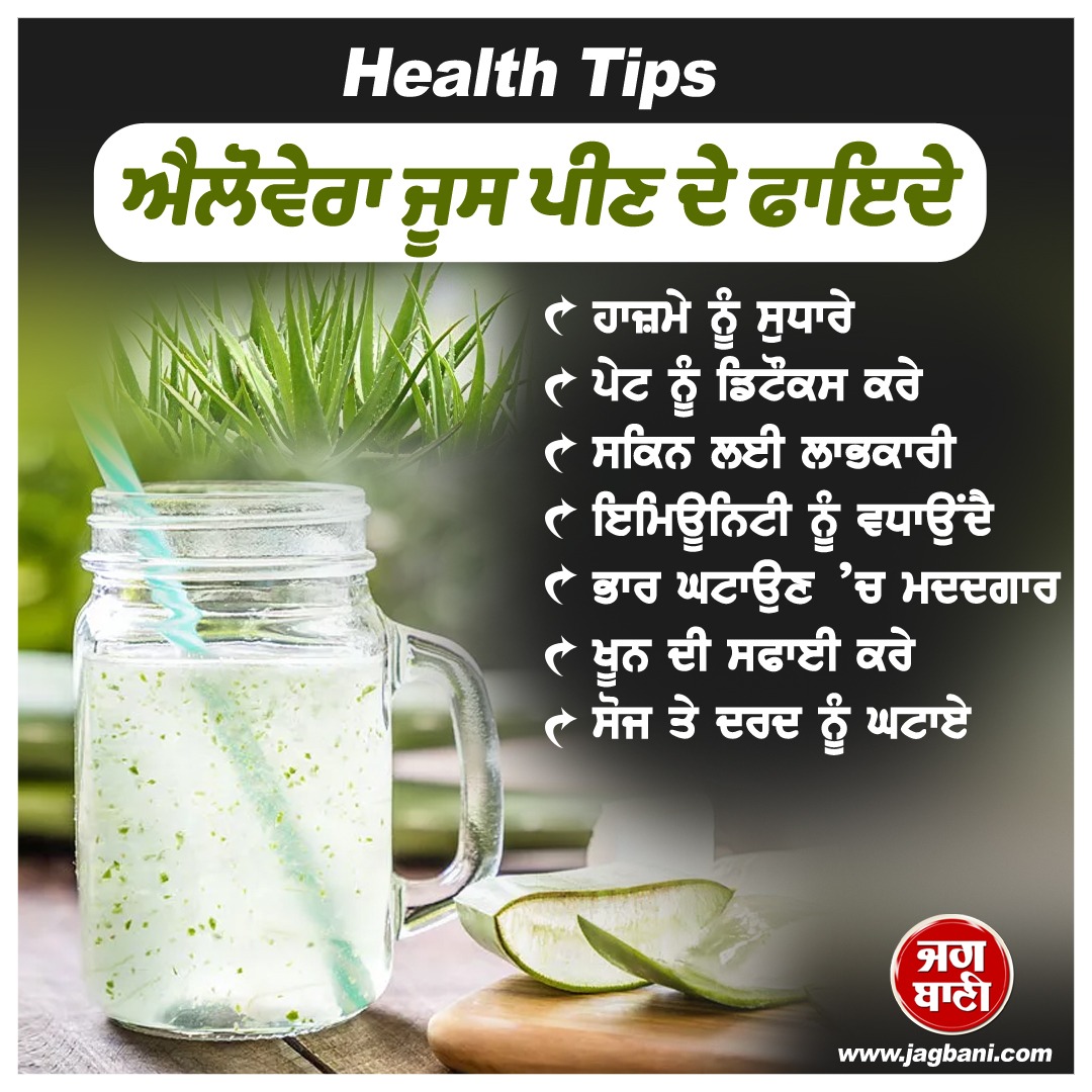 JagbaniOnline's tweet image. ਐਲੋਵੇਰਾ ਜੂਸ ਪੀਣ ਦੇ ਫਾਇਦੇ 
#Aloeverajuice #benefits #healthbenefits #jagbani
