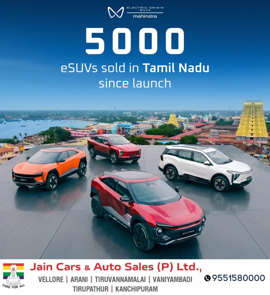 🚗⚡ 5000 eSUVs sold in Tamil Nadu since launch!

Thank you for driving the electric revolution with us.
The future is electric 🔋
📞 95515 80000
#MahindraElectric #eSUV #EVIndia #TamilNadu #Jaincars