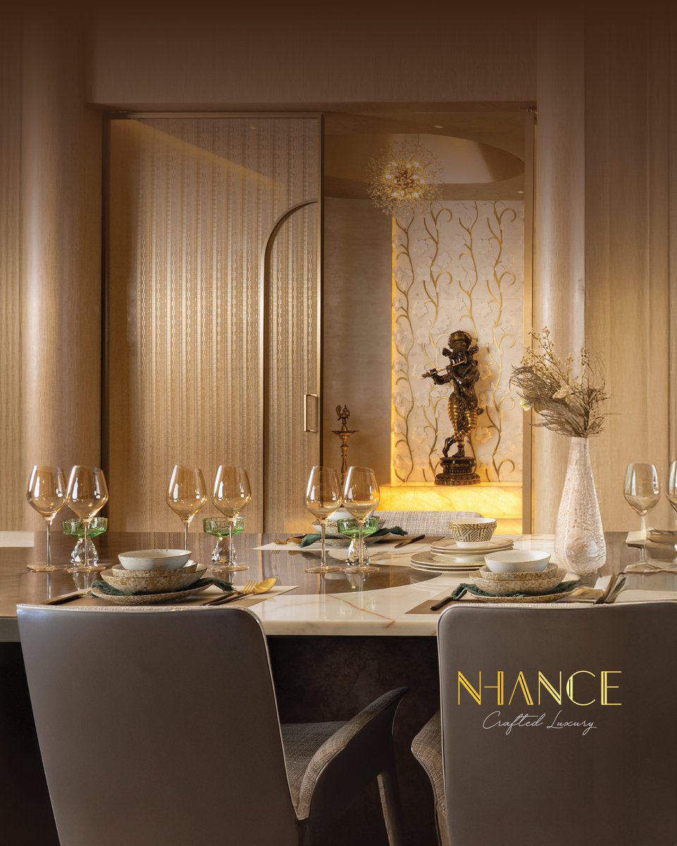 Nhanceluxury's tweet image. With its soft lighting and refined material palette, this space creates a dining experience that feels both modern and timeless. ✨

End-To-End Interior Solutions by
Nhance
#45 Jubilee Hills
+91 94590 57777
.
.
#Nhance #CraftedLuxury #Decor #Art #Accents #Dining #DiningTable