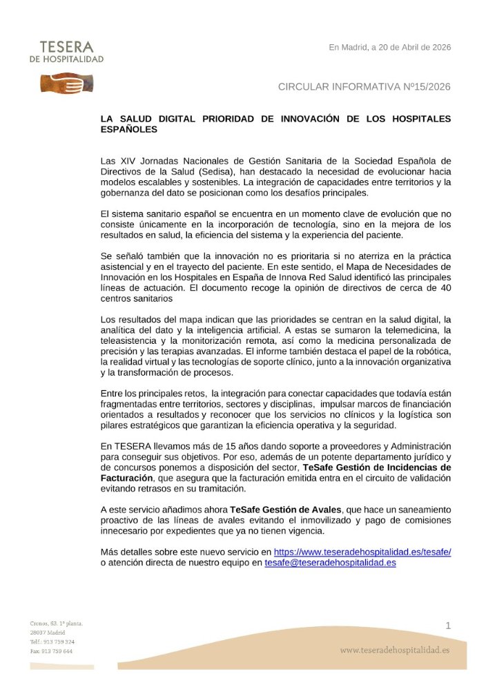 La integración de la Salud Digital en los Hospitales Españoles es el principal reto de innovación al que se enfrentan.  Impacta directamente en la innovación organizativa y la transformación de procesos. El acceso a los mismos dentro de la Ley de Contratos requiere conocimiento.
