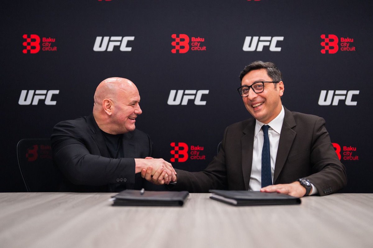 MeftunNews's tweet photo. UFC заключил долгосрочный контракт о сотрудничестве с Министерством молодежи и спорта Азербайджана. Соглашение рассчитано до 2028 года и предполагает ежегодное проведение турниров «UFC Fight Night» в Баку. Первый турнир в запланирован на 27 июня https://t.co/ArEWDmHPmp
