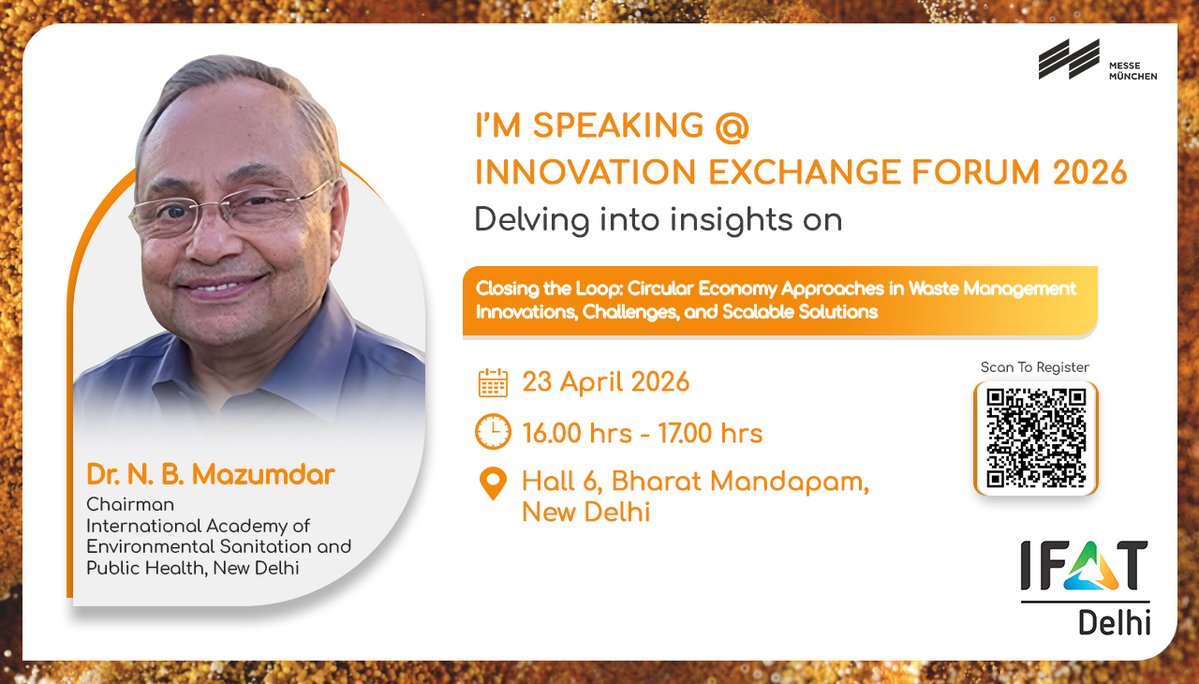 ifatdelhi's tweet image. 📌 Date: April 22–24, 2026
📍 Venue: Hall 6, Bharat Mandapam, New Delhi

#IFATDelhi2026 #WaterSecurity #PublicHealth #EnvironmentalSanitation #Sustainability