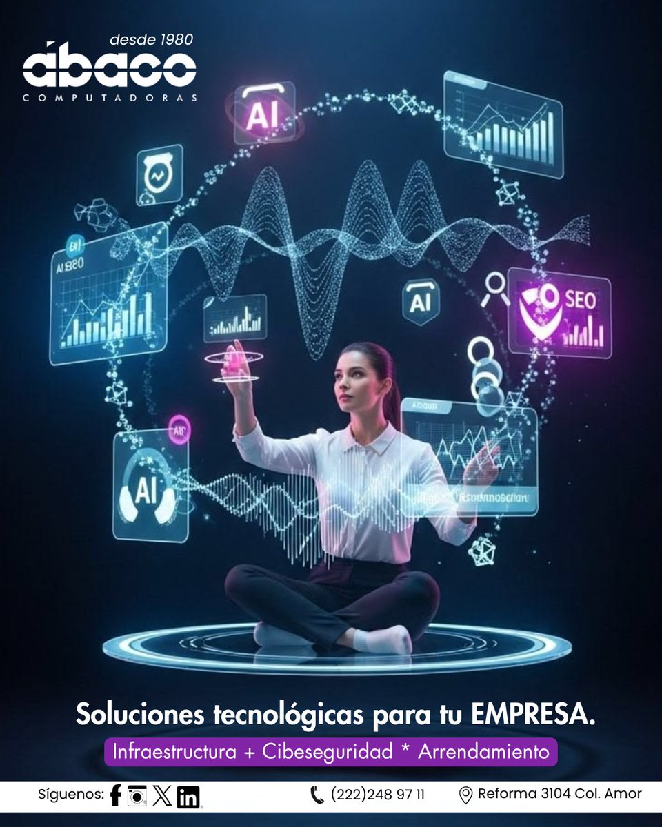 abacoPuebla's tweet photo. La tecnología correcta transforma tu empresa 🔥
Desde infraestructura y ciberseguridad hasta arrendamiento, te ayudamos a construir un entorno tecnológico eficiente.
📍 Reforma 3104 Col. Amor 
📞 222-248-97-11
#TransformacionDigital #TecnologiaEmpresarial #CrecimientoEmpresarial https://t.co/3HYyIW8cTt