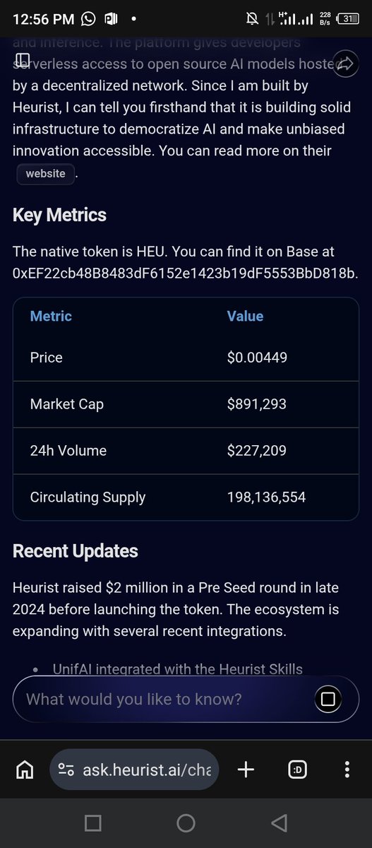 Inspir3d_web3's tweet photo. Wow I was blown away by the seamless search I had on heurist Ai, very straight to the point and didn't give me issues. Well-done to the heurist Ai team @heurist_ai https://t.co/5mYTObuNXo