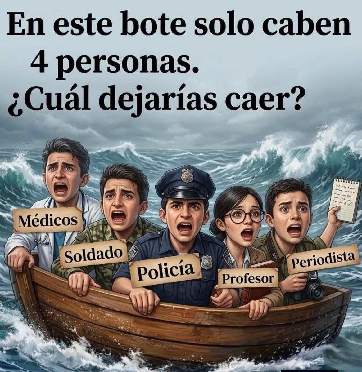 ¿ A quién dejan FUERA del bote 🛶? 

Mi opinión la saben , la subí hace pocos días . ( grasa) 

Aparte , si colocan el nombre del que queda abajo mejor ( optativo)
Saludos y buen día patriotas !