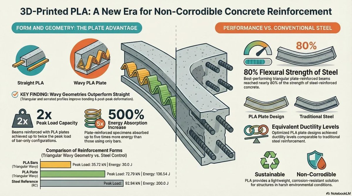 Behold3d's tweet image. Steel rebar may have met its match – in the form of wavy 3D printed plastic (yes, even PLA!!) newatlas.com/materials/wavy…
#PLA #3dprint #additive #construction #concrete