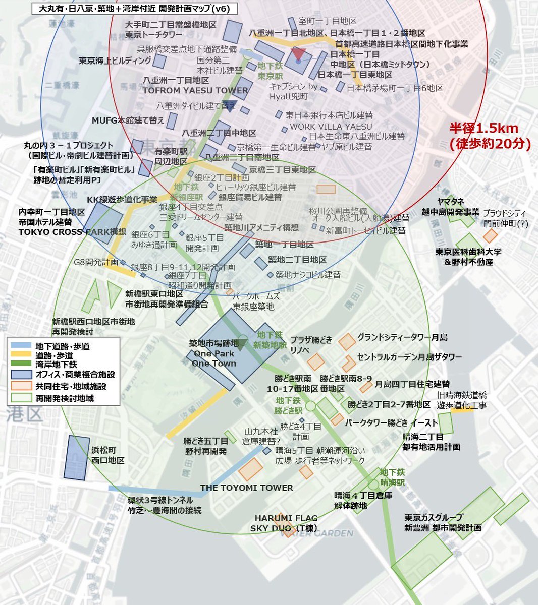 chuokirin's tweet photo. 東京ミッドタウン日本橋、が楽しみすぎて、中央区付近の再開発マップに早速書き込み📍📝

オープンしたら徒歩圏内エリアも価値上がりますかね？

ついでに越中島のプラウドシティ門前仲町（？）も📝
ヤマタネと医科歯科大の開発真横で楽しみなエリアです☺️ https://t.co/KeGUGiauEf